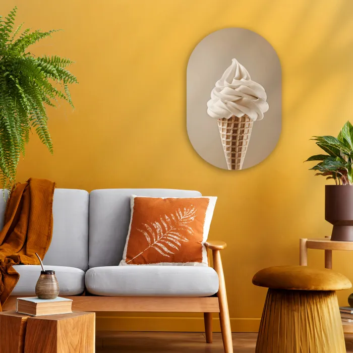 IJs - Softijs - Romig - Hoorntje - Beige Wandcirkel Ovaal Forex klein -sfeer4