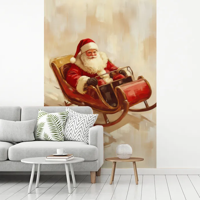 Kerst - Slee - Kerstman fotobehang vinyl groot -woonkamer