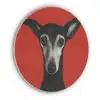 Windhond - Minimalistisch - Rood Akoestische PET Vilt - Rond klein -3d