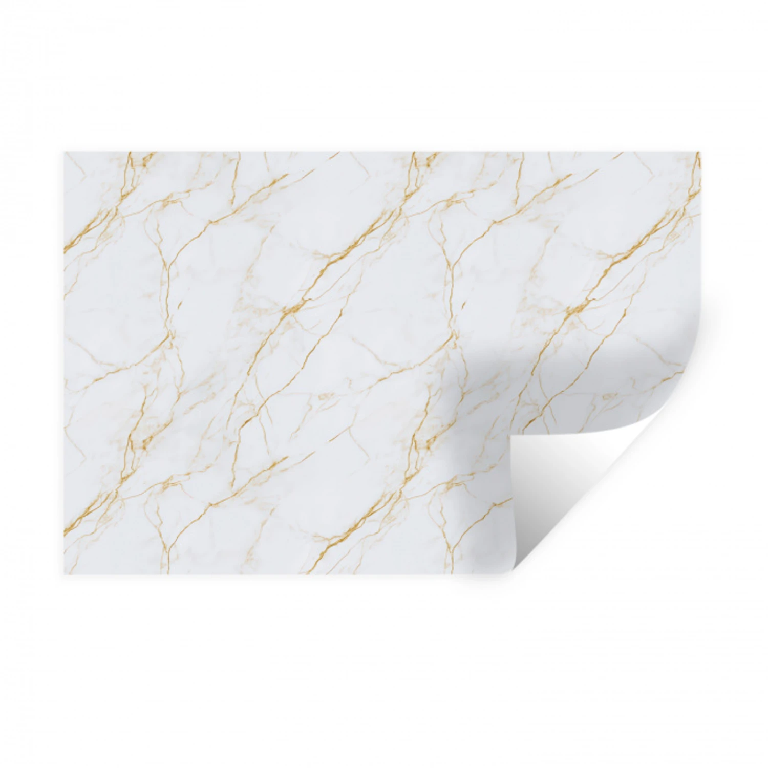 Wit - Marmer - Goud - Luxueus Muursticker klein 286 -3d