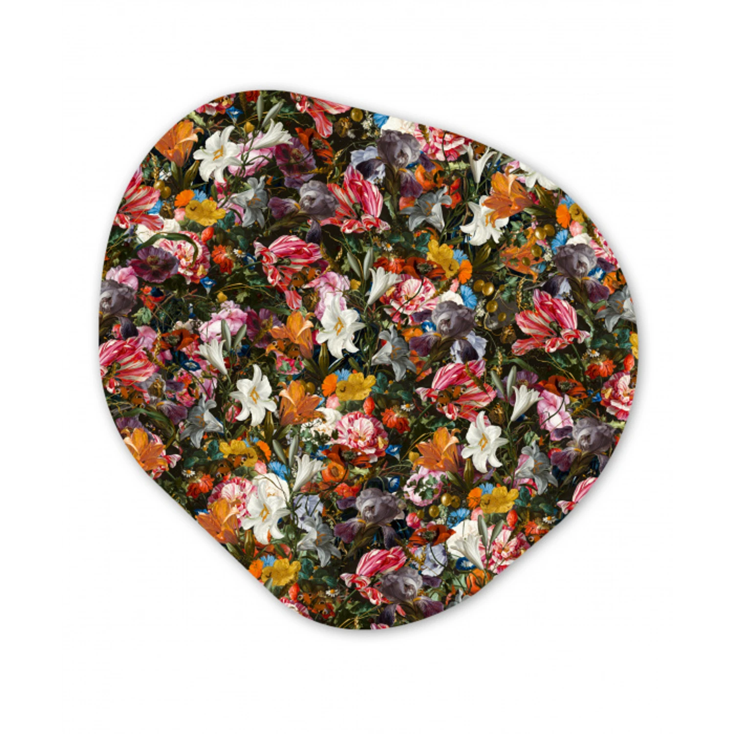 Bloemen - Vlinder - Design - Kunst - Abstract - Schilderij - Oude meesters Wandcirkel Organisch Forex 3mm klein -3d