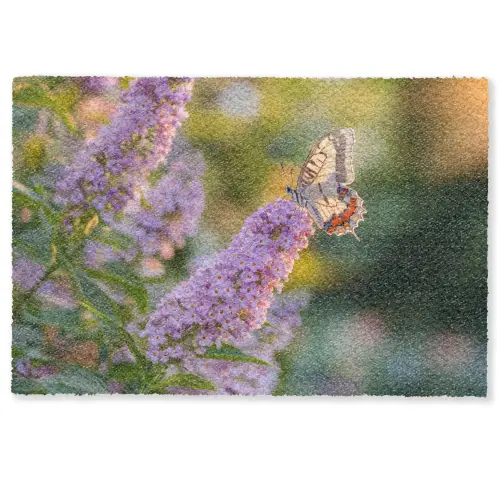 Sierlijke - Vlinder - Paarse - Bloemen Deurmat klein -zkaufland3d