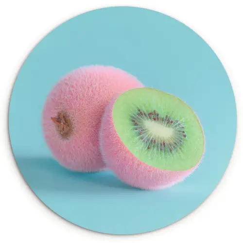 Kiwi - Blauw - Surrealistisch Wandcirkel kunststof plaat 5mm dik klein -3d