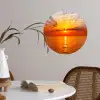Zonsondergang - Zee - Lucht - Oranje - Horizon - Water Wandcirkel behangsticker klein -sfeer3