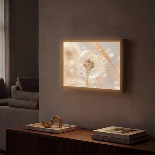 Paardenbloem - Water - Natuur - Stilleven - Modern Light Box met batterij (Wandlamp) middel -sfeer1
