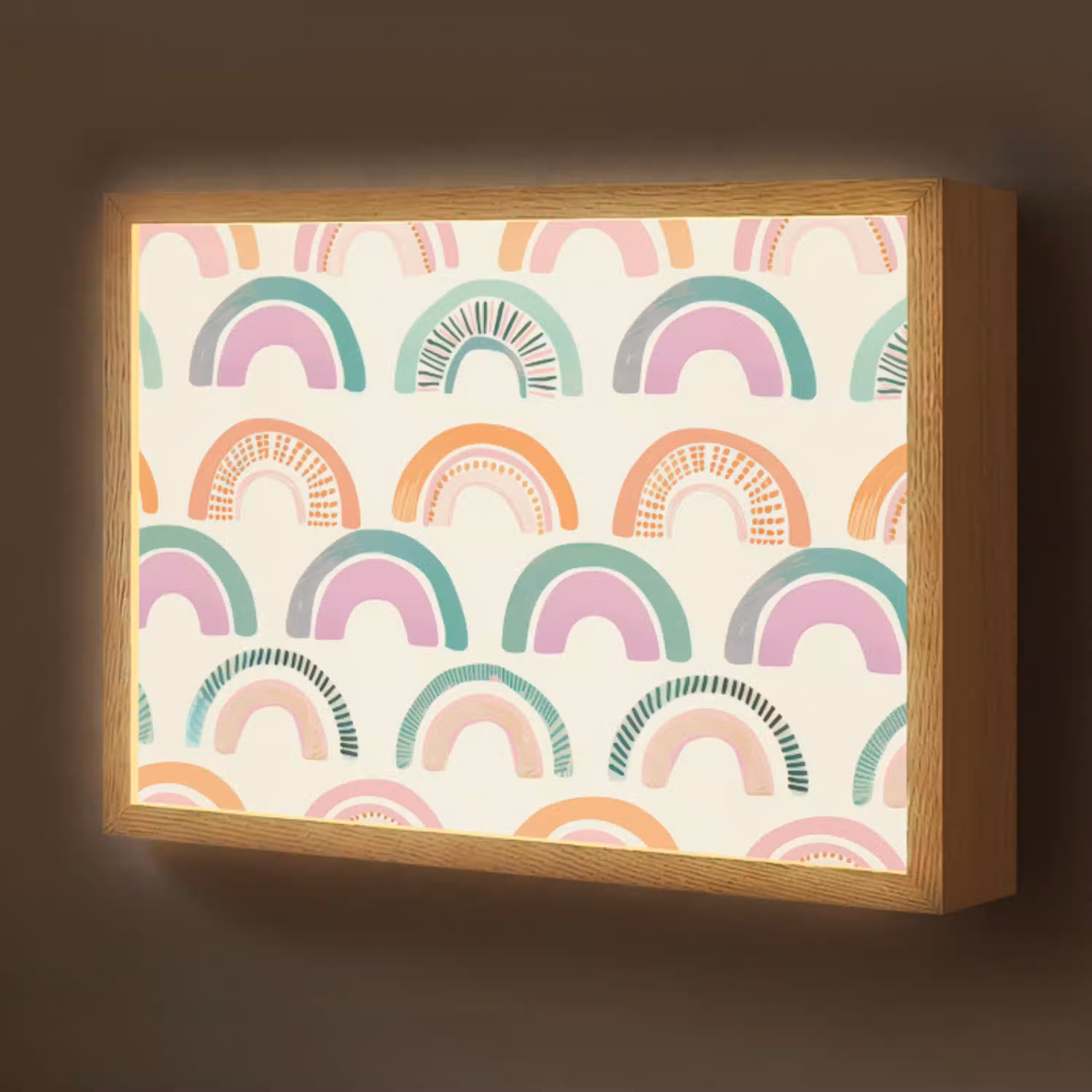 Regenboog - Pastel - Patroon Light Box met batterij (Wandlamp kind) middel -z3d_website