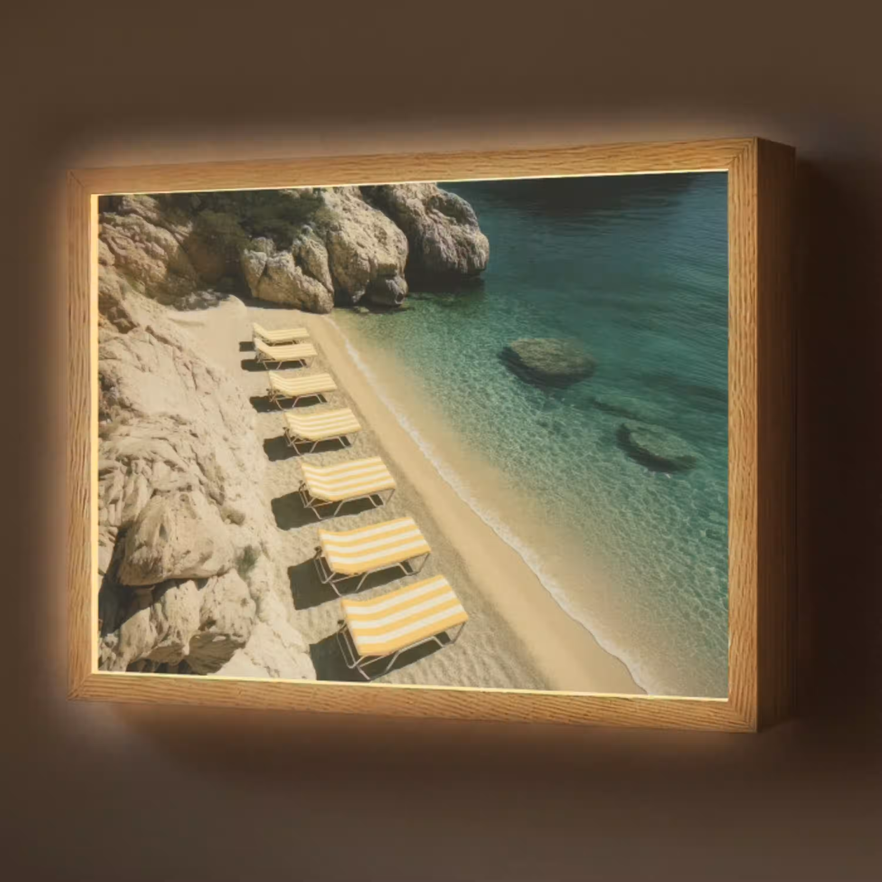 Strandbedden - Zee - Stenen - Baai Light Box met batterij (Wandlamp) middel -z3d_website