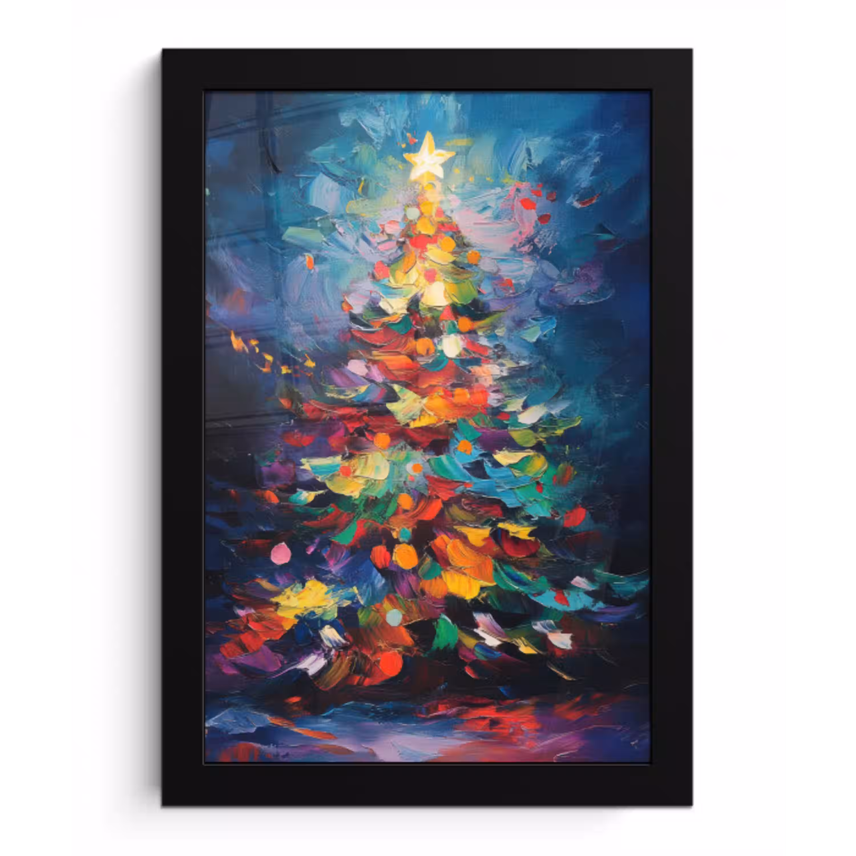 Kerstboom - Kerst - Abstract - Kleurrijk fotolijst zwart zonder passe partout klein -3d
