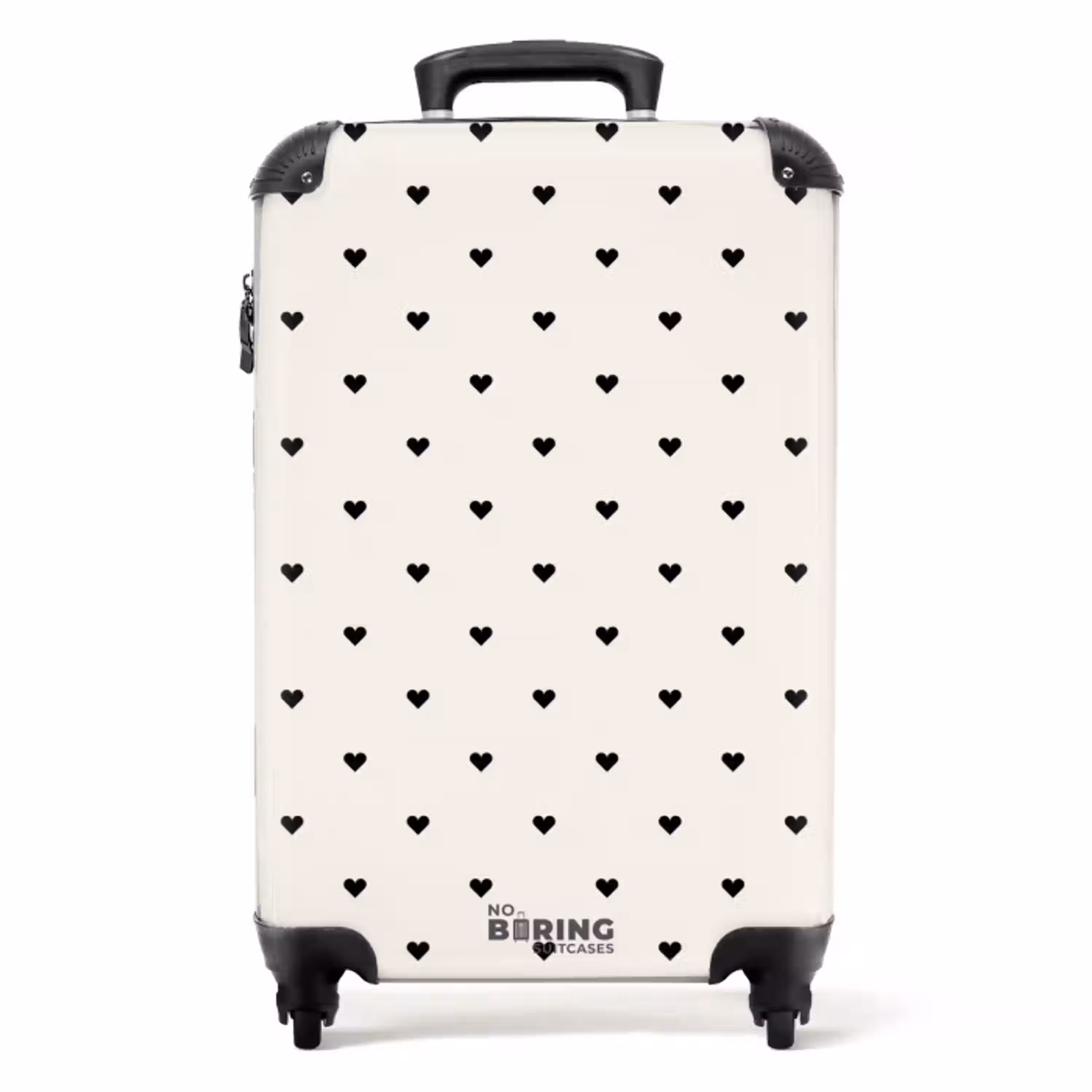 Valentijn hartjes rijen patroon zwart NBS - Handbagage koffer - Kinderen Unisex middel -productfoto_recht
