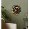Vrouw - Bloemen - Oranje - Blauw - Modern Wandcirkel kunststof plaat 5mm dik klein -sfeer3