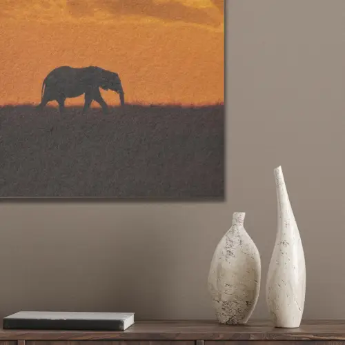 Olifanten - Savanne - Zonsondergang PET vilt middel -sfeer6_closeup