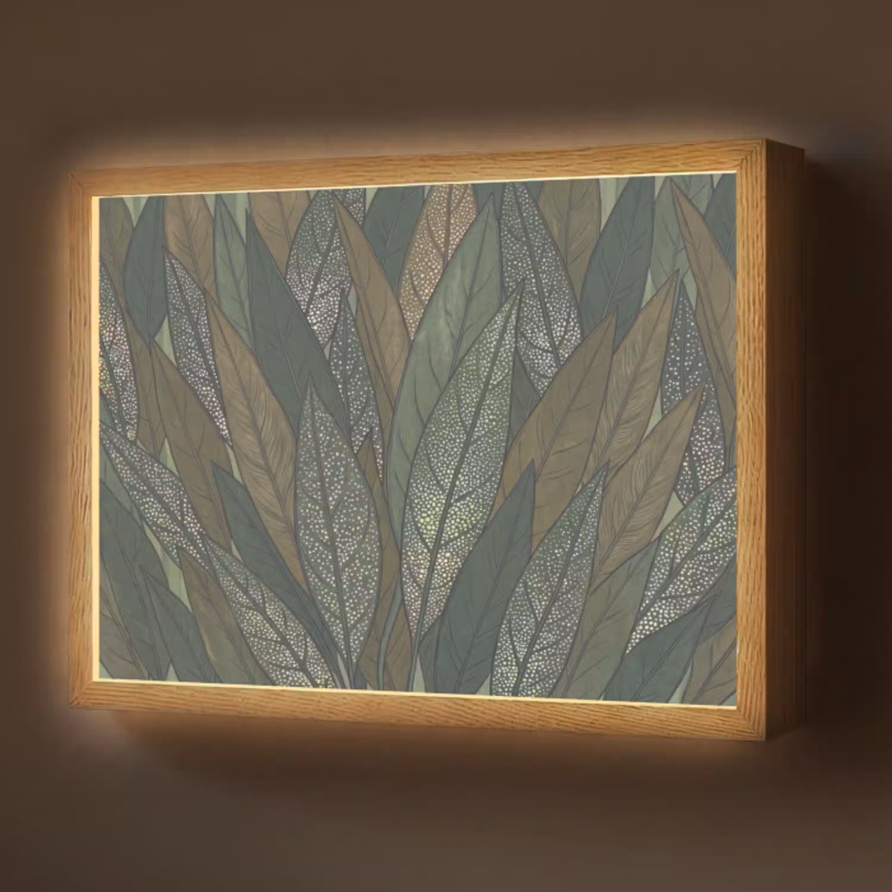 Bladeren - Patroon - Gestippeld - Natuur - Groen Light Box met batterij (Wandlamp) middel -z3d_website