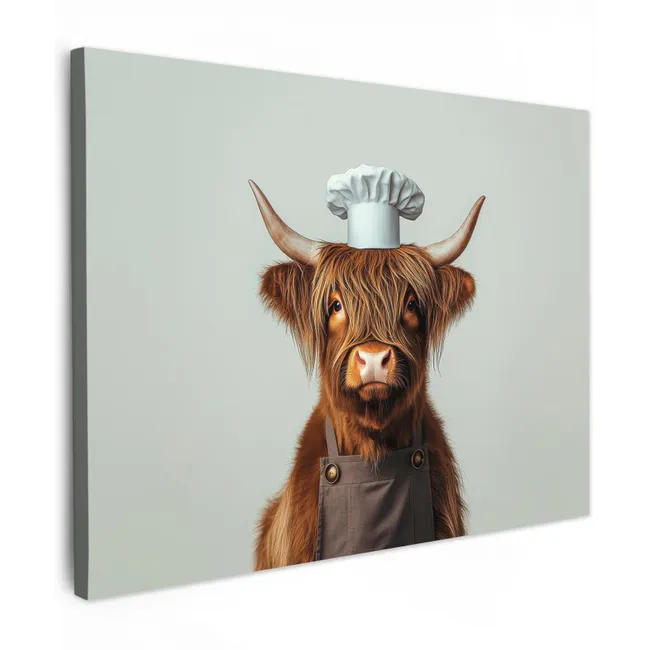 Canvas Print - Scottish Highlander - Brown - Horns - Chef's clothing