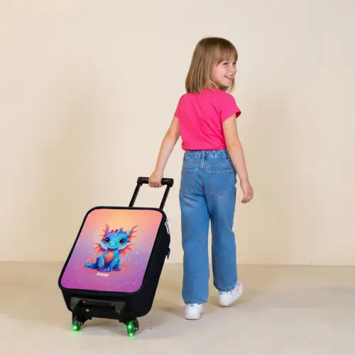Schattige baby draak Kinderkoffer - Zwart klein -sfeer1