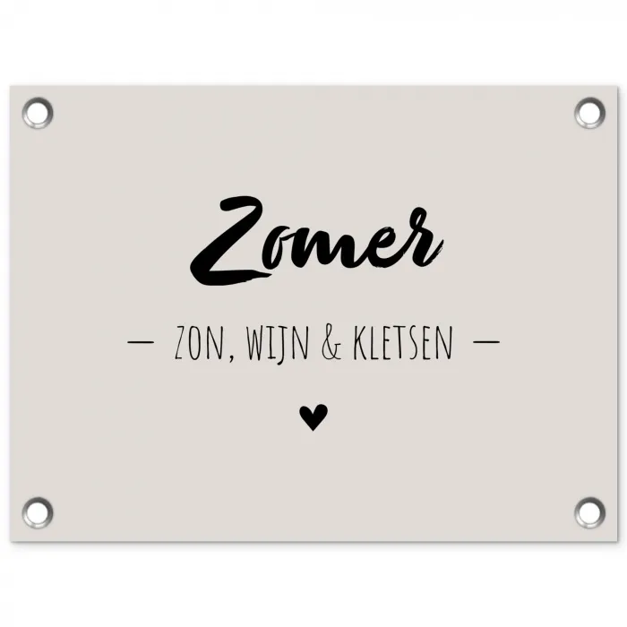 Wijn - Zomer zon, wijn & kletsen - Quotes - Tekst tuinposter los doek klein -3d