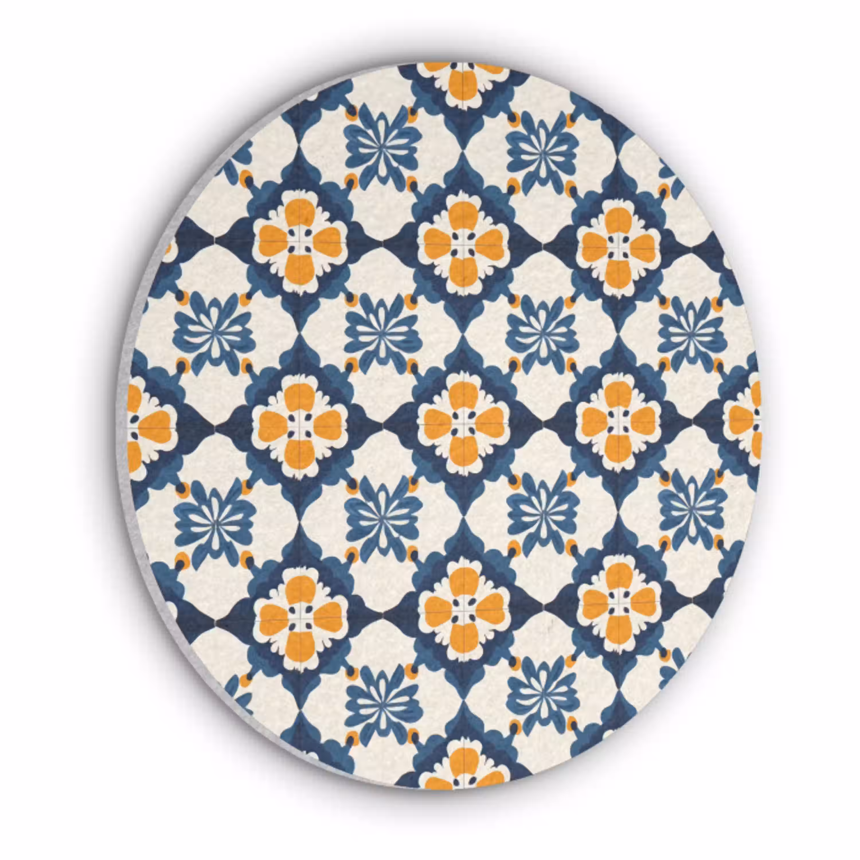 Klassiek - Geometrisch - Blauw Akoestische PET Vilt - Rond klein 838 -3d