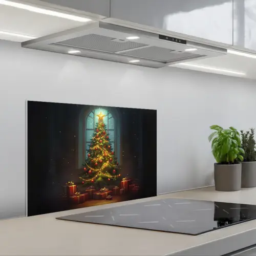 Kerstboom - Cadeau - Kerst - Winter keuken achterwand spatscherm klein -3d_schuin