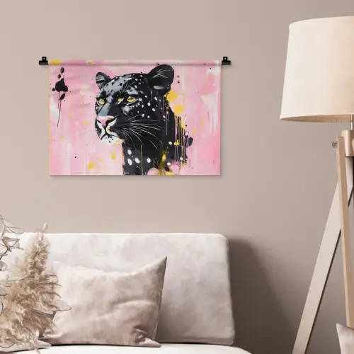 Zwart - Panter - Roze - Abstract Wandkleed katoen klein -sfeer4