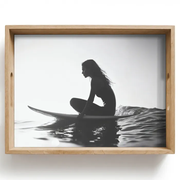 Silhouet - Vrouw - Surfplank - Water Dienblad Rechthoek middel -z3d_shopping