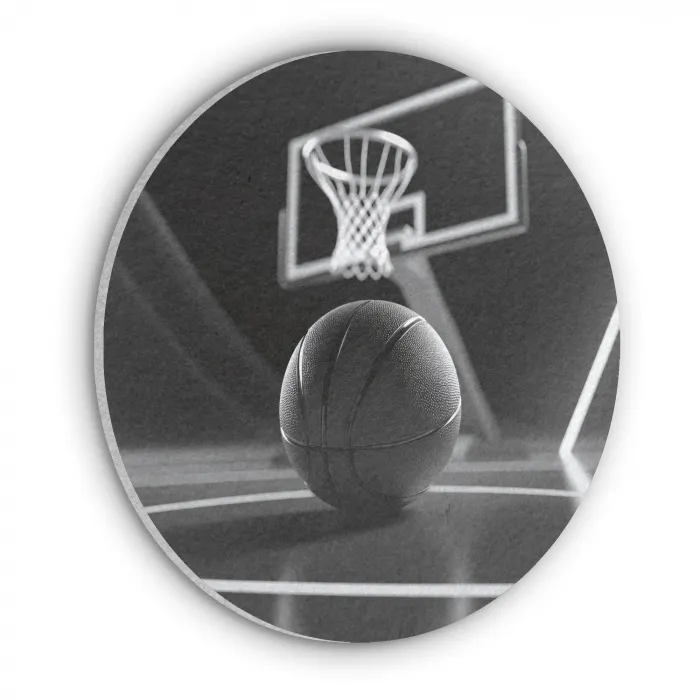 Basketbal - Basketbalveld - Lichtlijnen Akoestische PET Vilt - Rond klein -3d