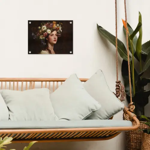 Portret - Vrouw - Bloemen tuinposter los doek klein -sfeer7