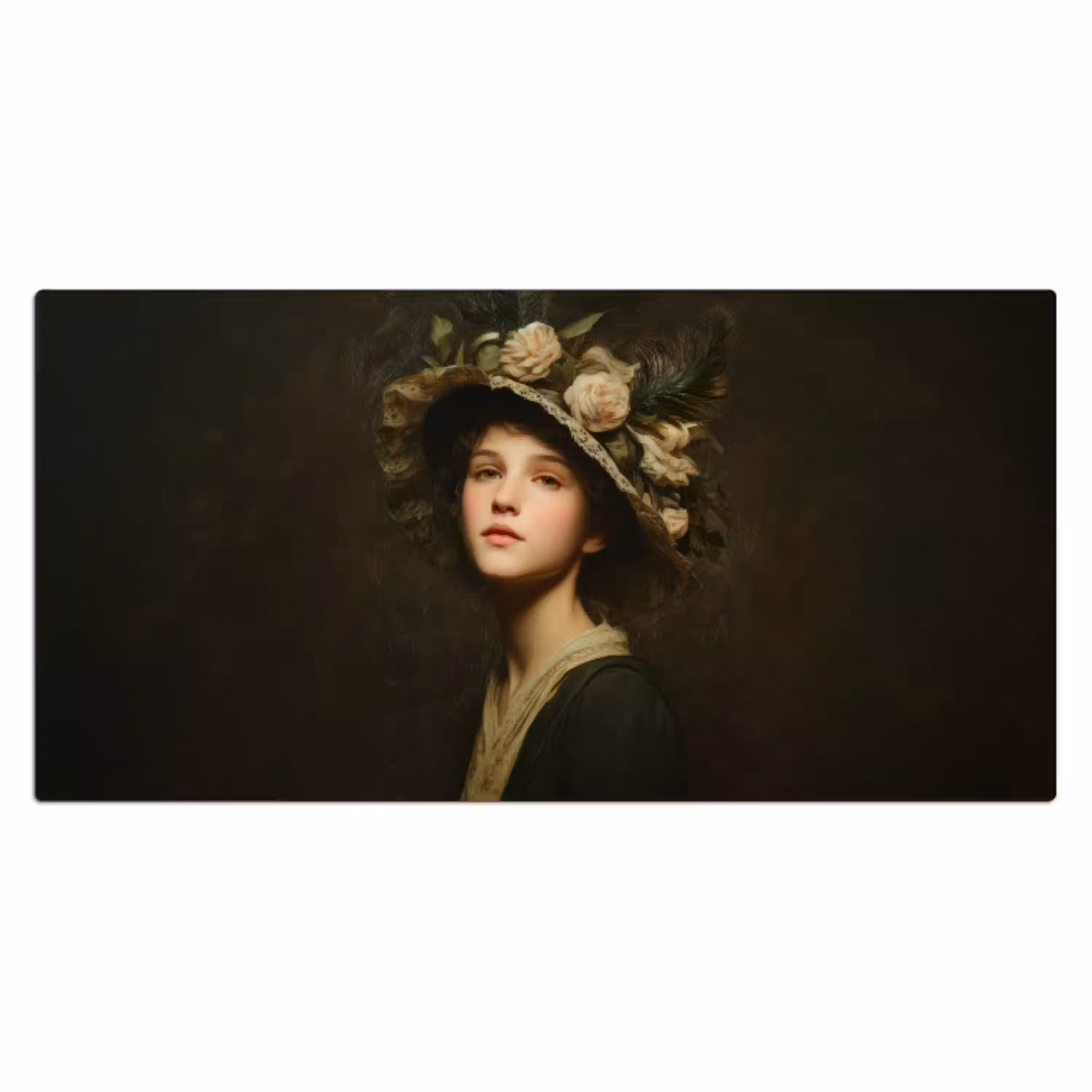 Bloemenhoed - Portret - Vrouw Muismat XXL klein -3d_leeg