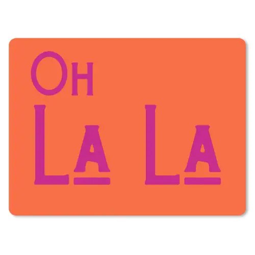 Oh la la - Oranje - Roze - Scheeflettertype muismat rubber klein -3d