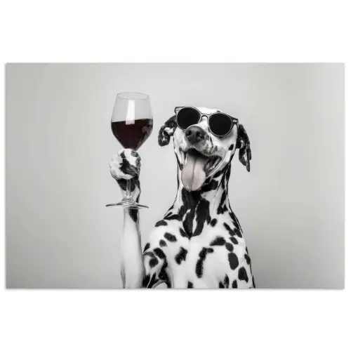 Zonnebril - Dalmatiër - Wijnglas - Tong poster papier klein -3d