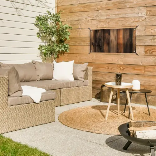 Hout - Rustiek - Donkere Planken tuinposter los doek klein -sfeer4