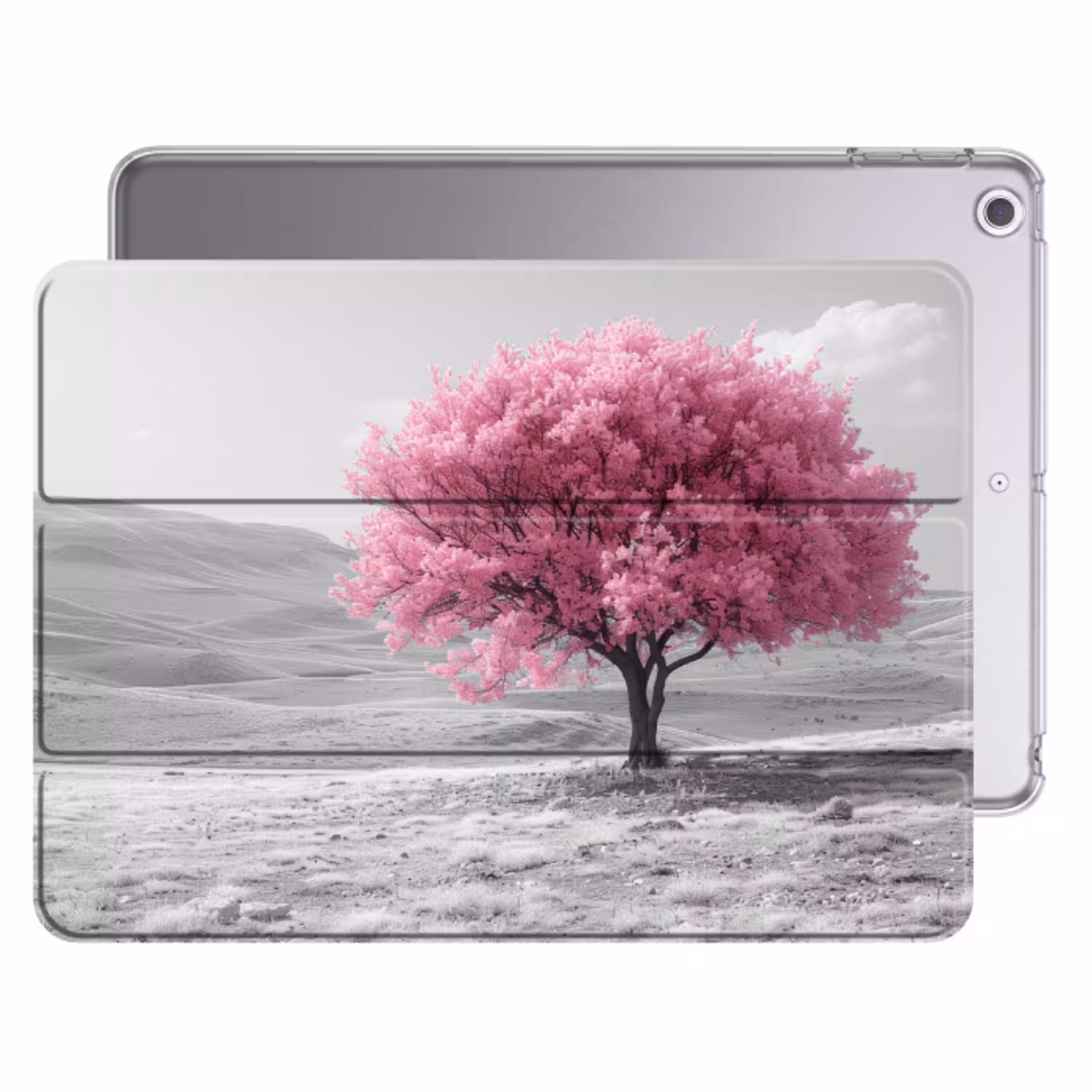 Boom - Natuur - Roze - Zwart wit Apple iPad 2017 middel -threedimensional_3d_global