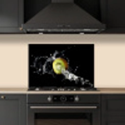 Kiwi - Fruit - Stilleven - Water - Zwart keuken achterwand spatscherm klein -sfeer1