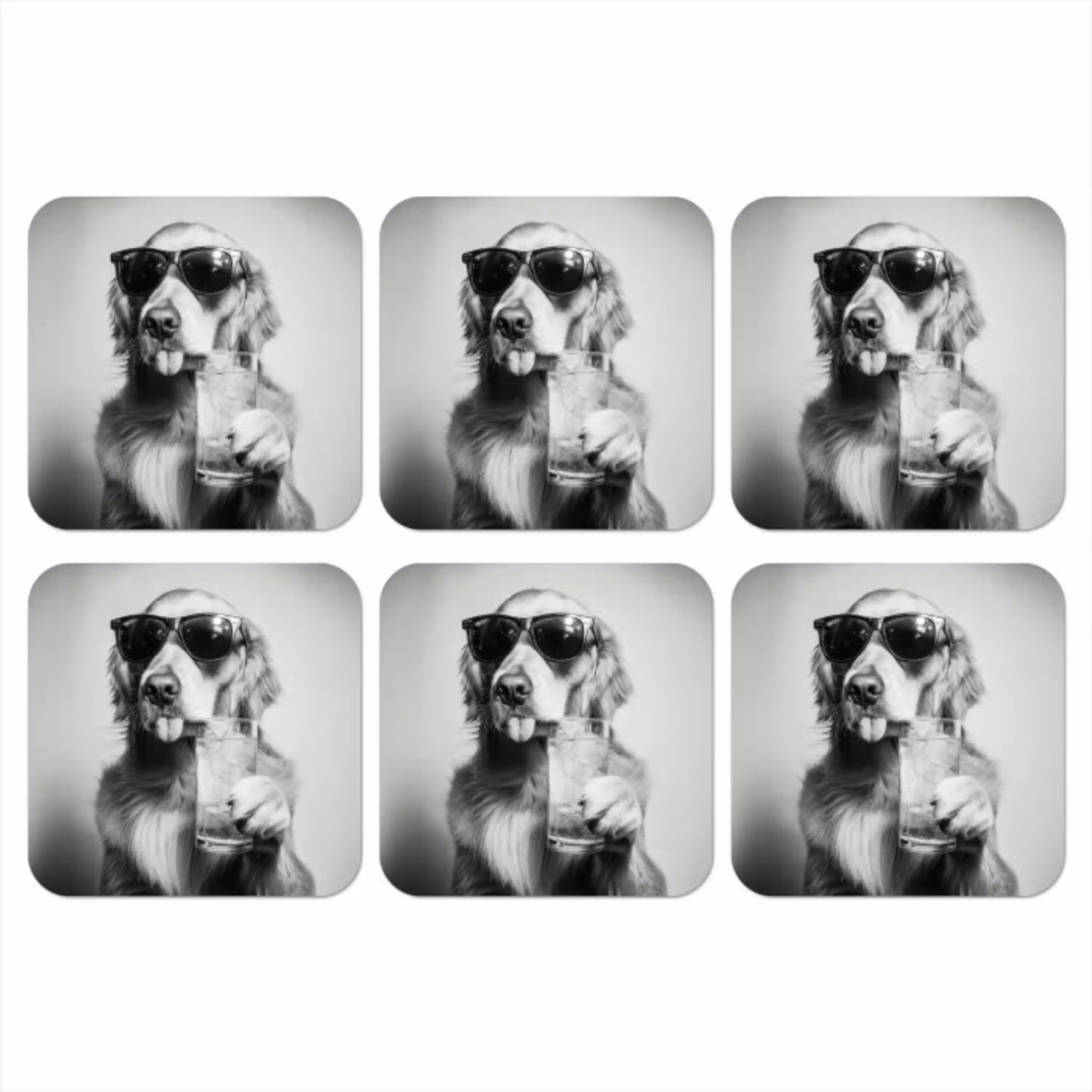 Golden retriever - Hond - Zonnebril - Gkas onderzetter kurk middel -3d