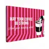 Roze - Strepen - Koffie - Maandag Tuinposter op houten frame 2 cm dik klein -3d