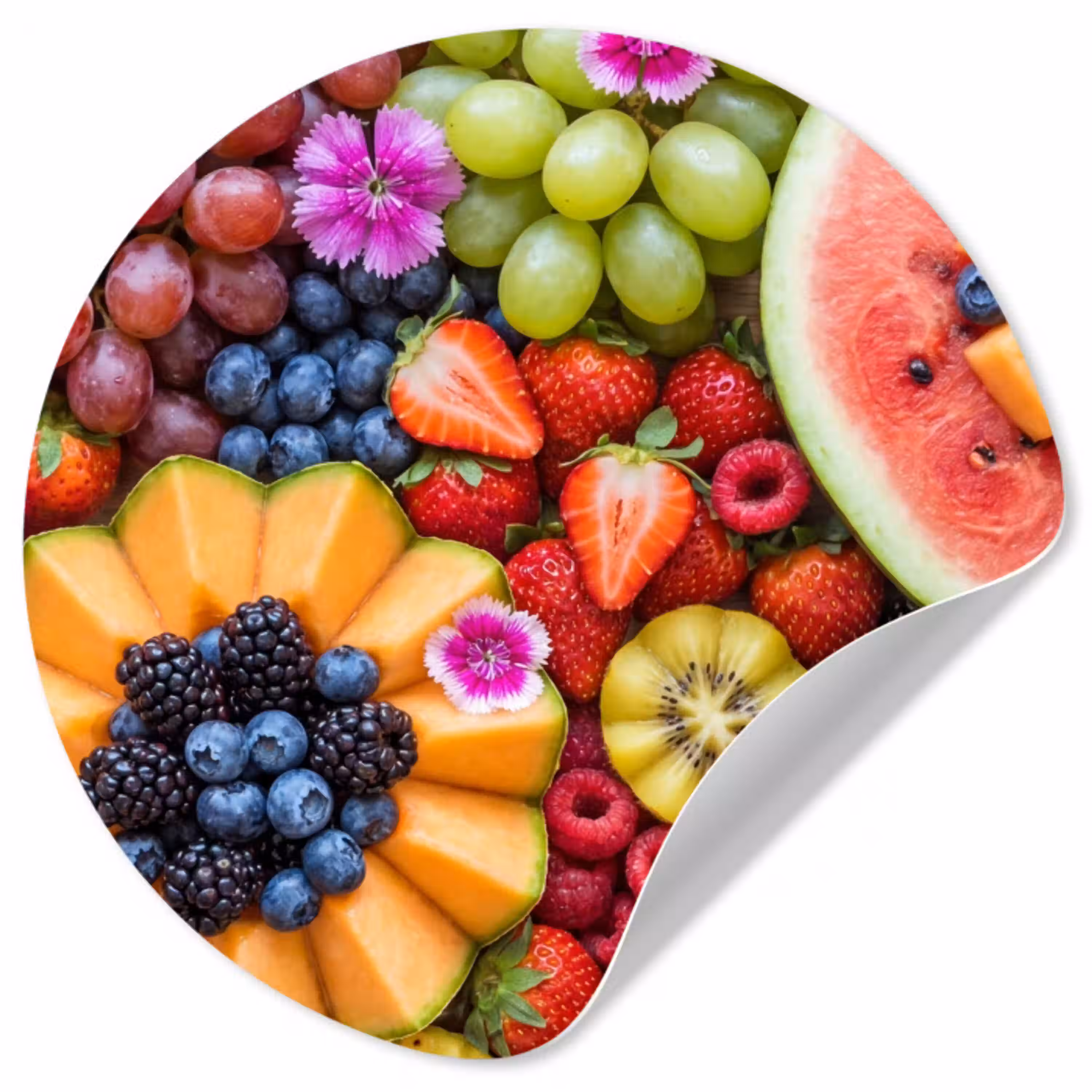 Fruit - Vers - Variatie - Eten - Kleurrijk Wandcirkel behangsticker klein -3d