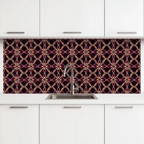 Symmetrisch - Tegel - Burgundy keuken achterwand 2 middel 871 -3d