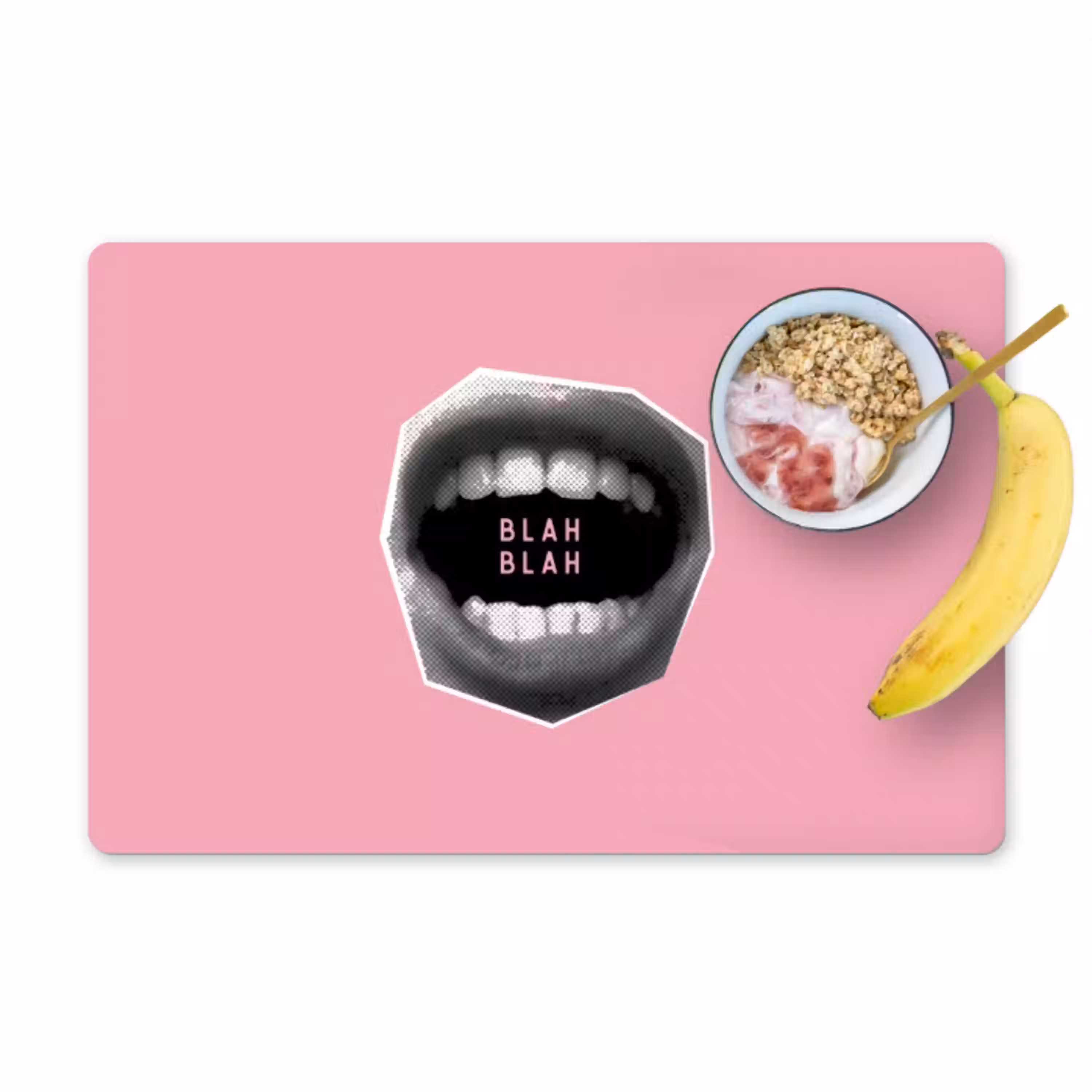 Mond - BLAH BLAH - Roze Placemat vinyl groot -zzzproduct_Kitchenyeah-website