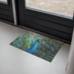 Pauw - Veren - Blauw Deurmat klein -sfeer2