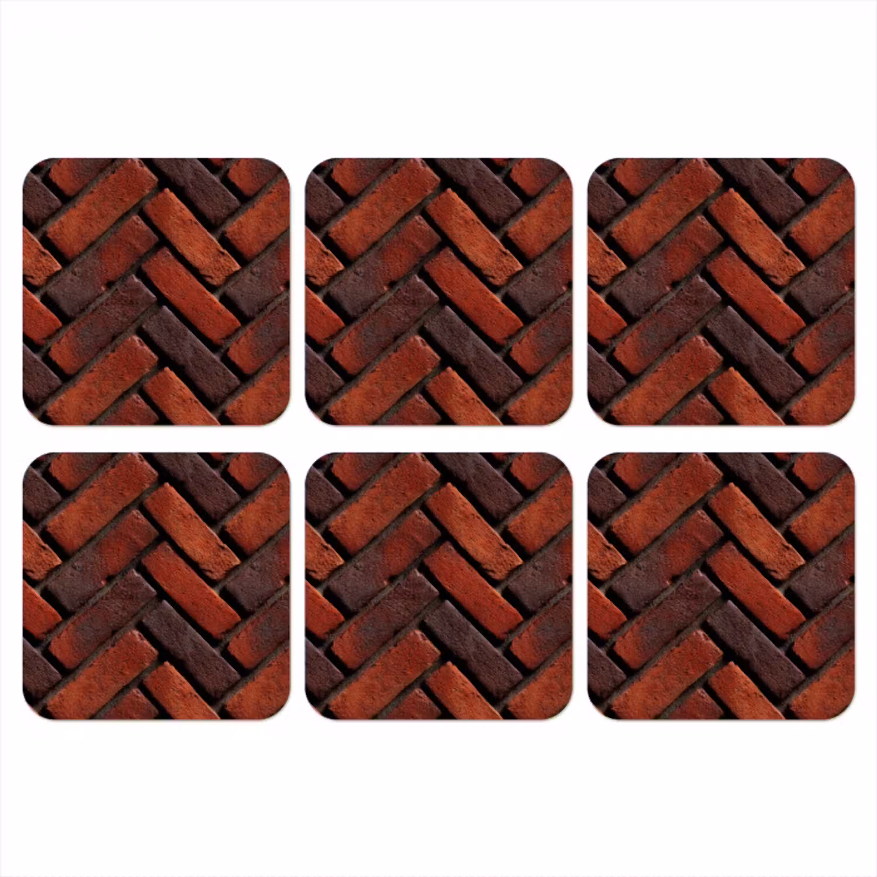Bakstenen - Visgraat - Structuur - Roodbruin onderzetter kurk middel 366 -3d