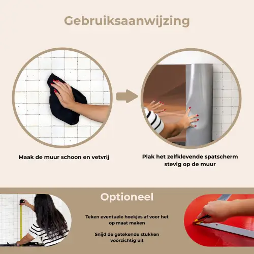 Golven - Abstract - Bruin keuken achterwand spatscherm klein -gebruiksaanwijzing_NL
