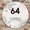 Bloemen - Beige - Modern Naambord Rond klein -sfeer2