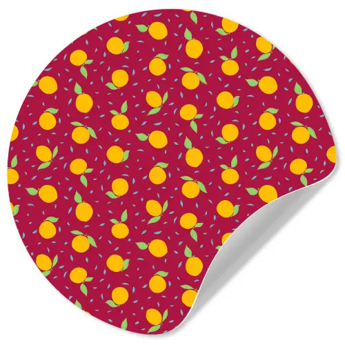 Rood - Donker - Patroon - Sinaasappels Wandcirkel behangsticker klein 186 -3d