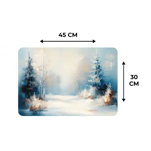 Bos - Winter - Natuur - Abstract - Sneeuw Placemat vinyl groot -specs