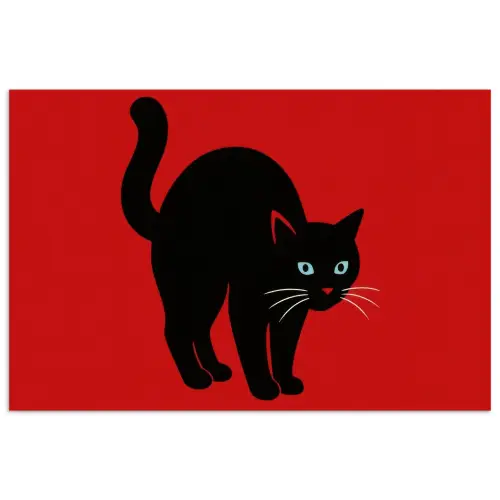 Kat - Zwart - Staart poster papier klein -3d