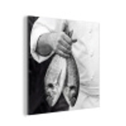 Vissen - Chef - Zwart - Wit aluminium wit klein -3d