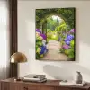 Doorkijk - Poort - Hortensia - Bloementuin Textielframe zwart klein -sfeer3