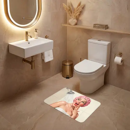 Vrouw - Douche - Roze WCmat klein -sfeer3