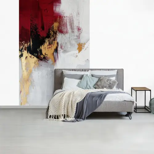 Rood - Marmer - Abstract - Goud - Modern fotobehang vinyl groot -slaapkamer