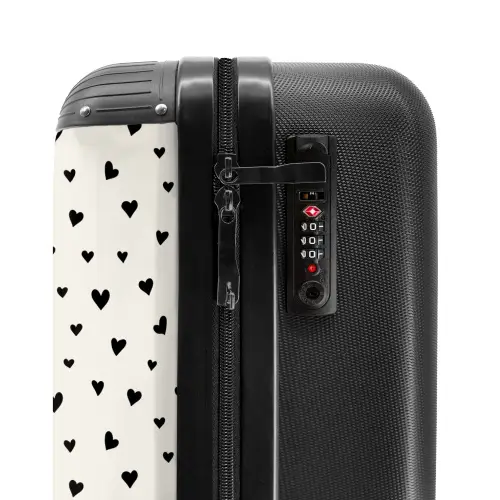 Valentijn hartjes verspreid patroon zwart NBS - Handbagage koffer - Kinderen Unisex middel -slot