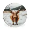 Schotse Hooglander - Sneeuw - Winter - Dieren Wandcirkel aluminium klein -3d