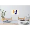Minimalistisch - Gezicht - Hand - Oranje - Blauw Muursticker klein -eettafel